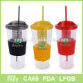 2014 hot selling Double Wall plastic cup, straw cup, Infusion cup,